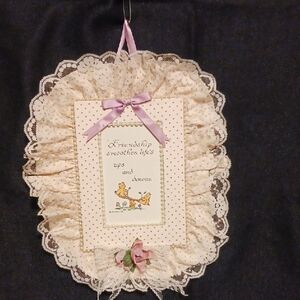 Lace Wall Hanging with Friendship Quote